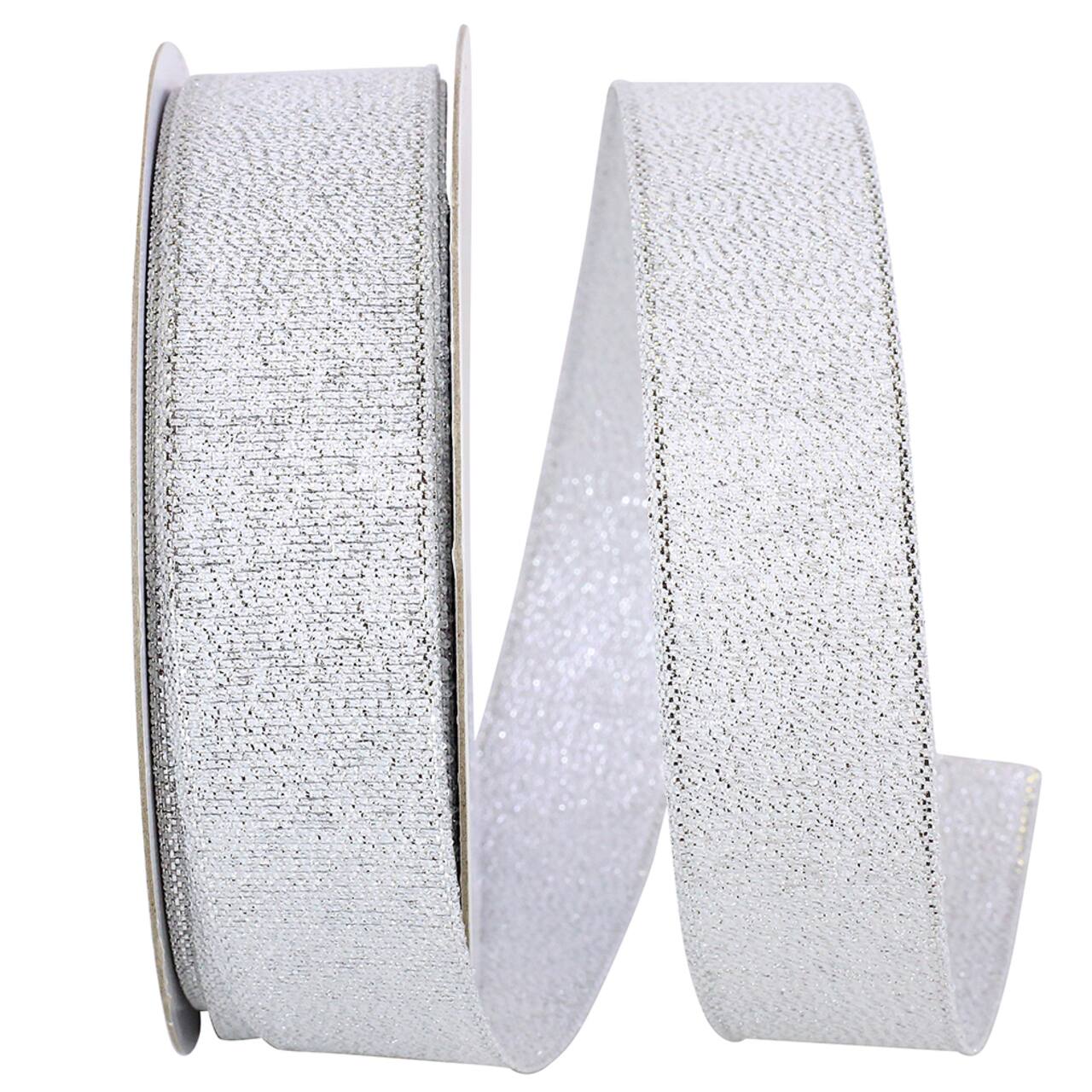 JAM Paper 7/8" x 25yd. Silver Woven Shimmer Wired Ribbon